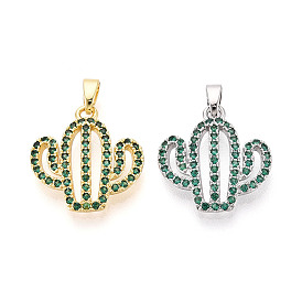 Латунные микро проложить кубического циркония подвески, без кадмия и без свинца, кактус