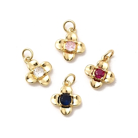 Латунные микро проложить кубического циркония прелести, цветочный шарм, долговечный, без кадмия и без свинца, реальный 18 k позолоченный, с целью перехода в кольце