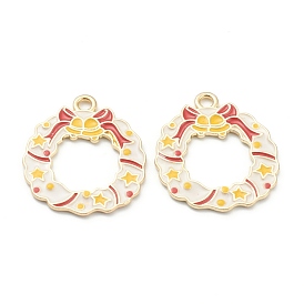 Alloy Enamel Pendants, for Christmas, Light Gold Plated, Christmas Garland