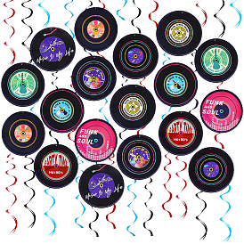Pancartas colgantes en espiral de plástico y papel con temática musical, para la decoración del partido