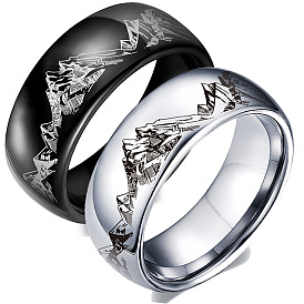 Mountains Stainless Steel Finger Rings, Wide Band Rings for Men
