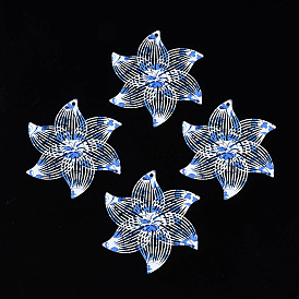 430 Stainless Steel Pendants, Spray Painted, Etched Metal Embellishments, Flower with Flower Pattern
