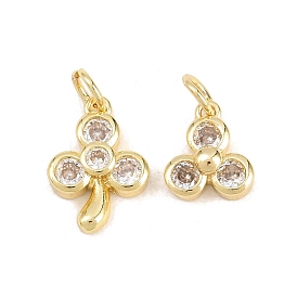 Латунные микропаве прозрачные подвески с фианитом, клевер амулеты, без кадмия и без свинца
