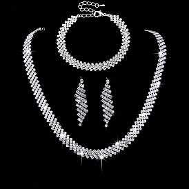 Комплекты украшений из хрусталя и латунных страз, ромбовидный