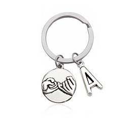 Personalized Alphabet Keychain for Minimalist Style - 26 Letters Hand in Hand Design