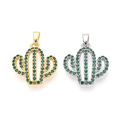 Латунные микро проложить кубического циркония подвески, без кадмия и без свинца, кактус