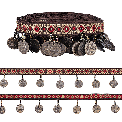 5 лента из полиэстера в ярдах, с железными плоскими круглыми подвесками, для аксессуаров для одежды, украшение подарка