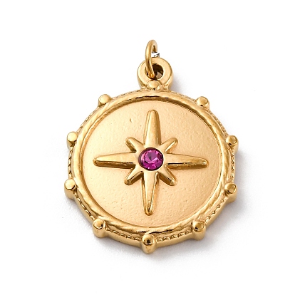 304 из нержавеющей стали горный хрусталь подвески, с целью перехода в кольце, ионное покрытие (ip), плоский круглый со звездными подвесками