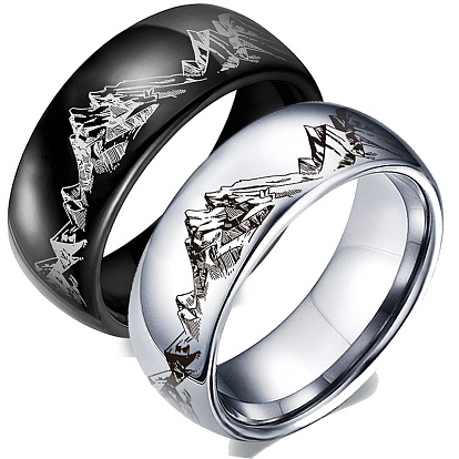 Кольца на палец из нержавеющей стали «Горы», широкие мужские кольца