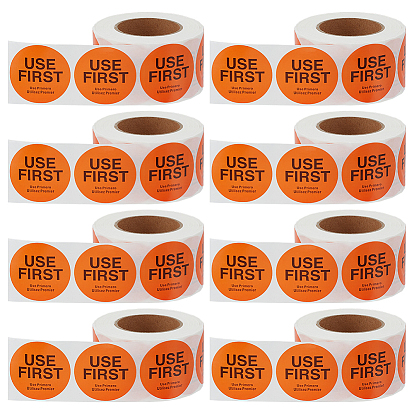 8 рулоны бумажных самоклеящихся этикеток, плоский круглый с первым использованием слова