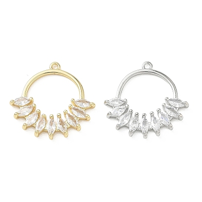 Латунные микропаве прозрачные подвески с фианитом, плоские круглые полые подвески