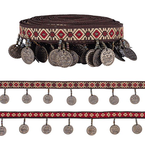 5 лента из полиэстера в ярдах, с железными плоскими круглыми подвесками, для аксессуаров для одежды, украшение подарка