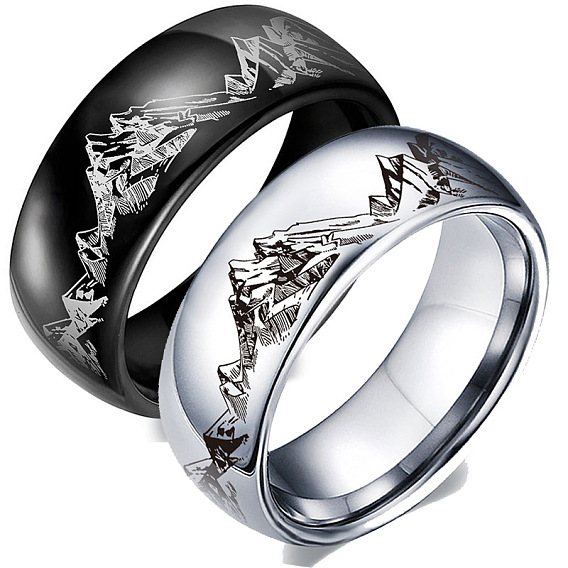 Кольца на палец из нержавеющей стали «Горы», широкие мужские кольца