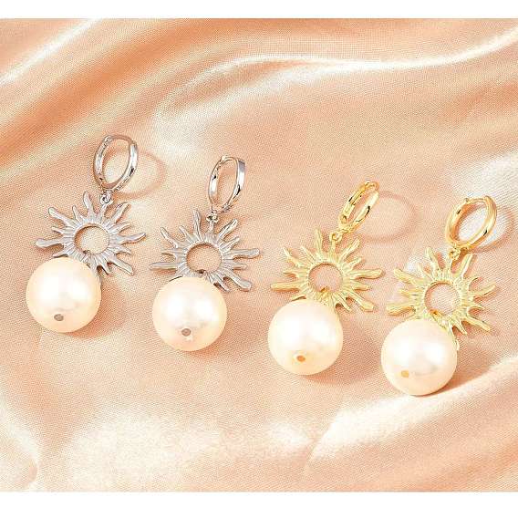 Серьги-кольца из латуни в форме солнца, с гальваническим стеклом, без кадмия и без свинца, долговечный, стойки покрытие