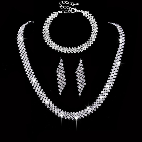 Комплекты украшений из хрусталя и латунных страз, ромбовидный