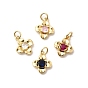 Латунные микро проложить кубического циркония прелести, цветочный шарм, долговечный, без кадмия и без свинца, реальный 18 k позолоченный, с целью перехода в кольце