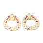 Alloy Enamel Pendants, for Christmas, Light Gold Plated, Christmas Garland