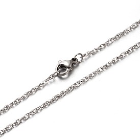 304 Stainless Steel Double Link Chains Necklaces, with Lobster Claw Clasps, 23.6 inch(59.9cm)