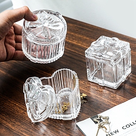 Transparent Glass Jewelry Storage Box, Jewelry Accessories Box Organizer, for Earrings and Rings, Necklace