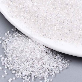 FGB 11/0 Grade A Baking Paint Glass Seed Beads, Cylinder, Uniform Seed Bead Size, Transparent Colours Rainbow