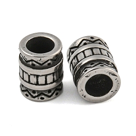 Retro 304 Stainless Steel European Beads, Large Hole Beads, Column