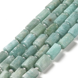Natural Amazonite Beads Strands, with Seed Beads, Faceted, Column