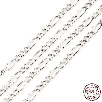 Rhodinierte 925 Figaroketten aus Sterlingsilber, facettiert, gelötet