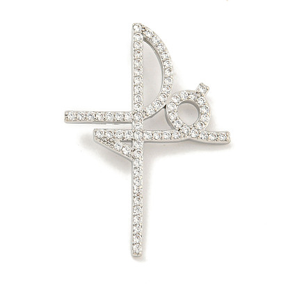 Латунные микропаве прозрачные подвески с фианитом, без кадмия, без никеля и без свинца, крест веры