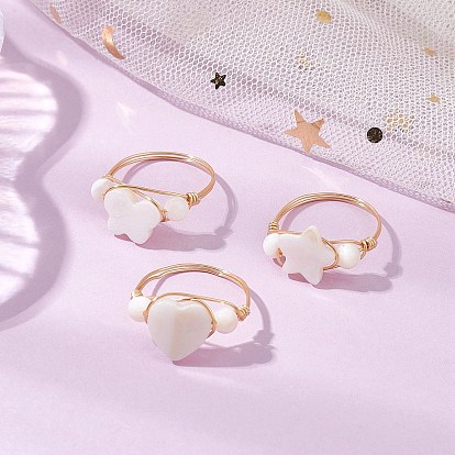 Кольца в виде ракушек в виде звезды/сердца/бабочки, кольца из медной проволоки