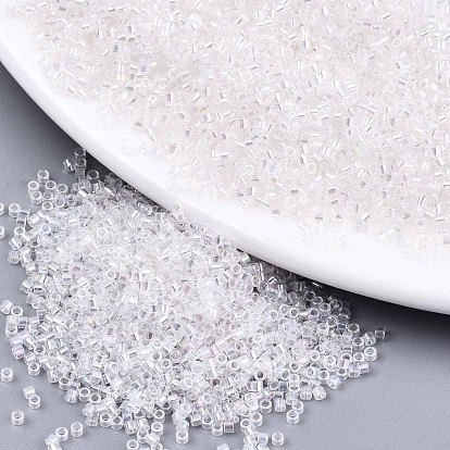 FGB 11/0 Grade A Baking Paint Glass Seed Beads, Cylinder, Uniform Seed Bead Size, Transparent Colours Rainbow