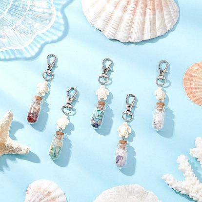 Подвеска из натуральных и синтетических драгоценных камней, со стеклянными контейнерами для бусин и поворотными карабинами из сплава