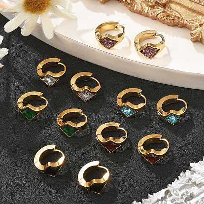 Серьги из 304 нержавеющей стали, ионное покрытие (ip), ромб, золотые