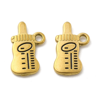 304 нержавеющей стальной эмали подвески, брелок для детской бутылочки, ионное покрытие (ip), реальный 18 k позолоченный