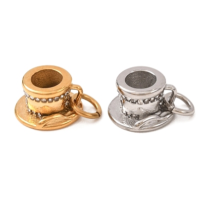 304 Stainless Steel Rhinestone Pendants, Teacup Charms