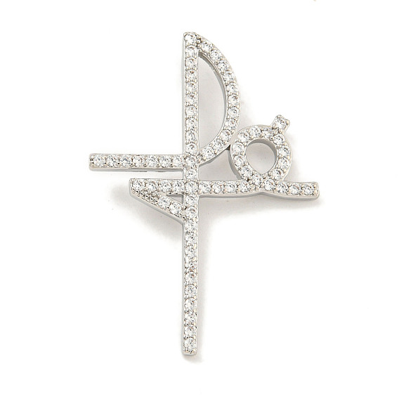 Латунные микропаве прозрачные подвески с фианитом, без кадмия, без никеля и без свинца, крест веры