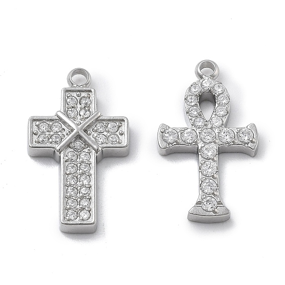 304 микро нержавеющей стали прокладывать Цирконом подвески, крест прелести, ионное покрытие (ip)