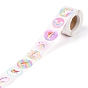 8 Styles Unicorn Paper Stickers, Self Adhesive Roll Sticker Labels, for Envelopes, Bubble Mailers and Bags, Flat Round