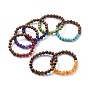 Stretch Bracelets, with Natural & Synthetic Gemstone Beads and Wood Beads, Round