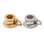 304 Stainless Steel Rhinestone Pendants, Teacup Charms
