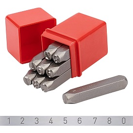 Iron Seal Stamps Set, for Imprinting Metal, Plastic, Wood, Leather, Including Number 0~8