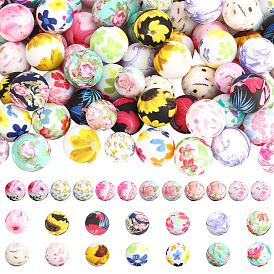 100 piezas 20 colores impresos redondos de silicona cuentas focales
