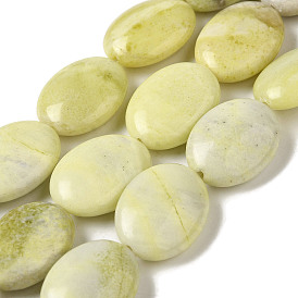 Perles jades naturels de citron  , Ovale Plat