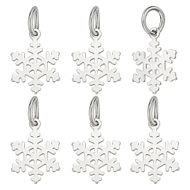 6шт. 925 подвески-снежинки из стерлингового серебра, с прыжковых колец, родий