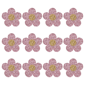 12шт. нашивок для одежды со стразами, цветок, с термоклеем