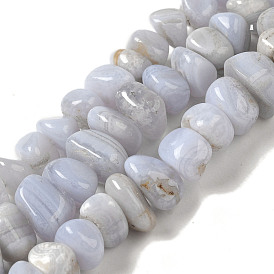 Natural Blue Lace Agate Beads Strands, Nuggets, Tumbled Stone