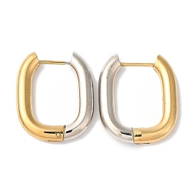 Rectangle Ion Plating(IP) 304 Stainless Steel Two Tone Hoop Earrings for Women