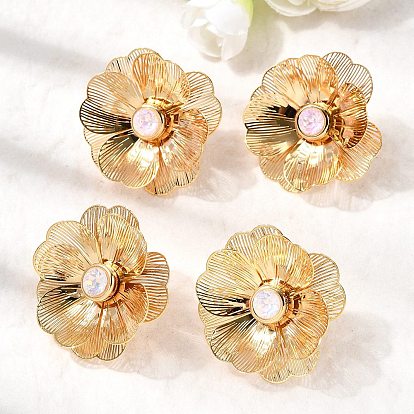 Серьги-гвоздики из латуни и стекла, цветок, без никеля , реальный 18 k позолоченный