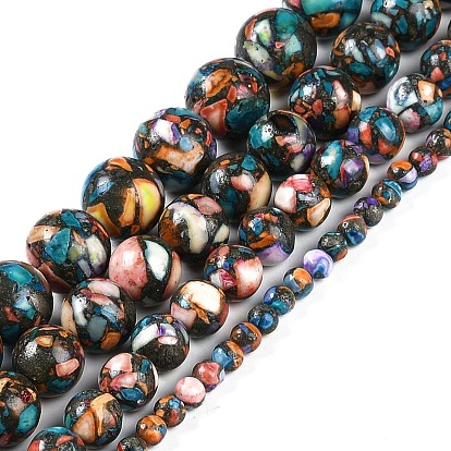 Природные Говлит бисер нитей, окрашенные, круглые