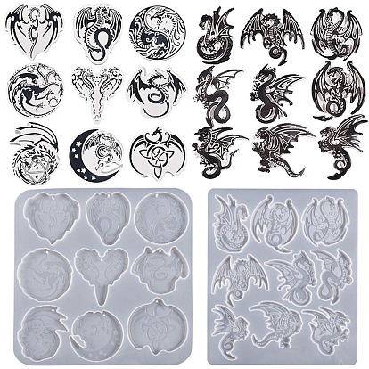 Moule en silicone de qualité alimentaire pour pendentifs dragon, moules de résine, pour la résine UV, fabrication artisanale de résine époxy