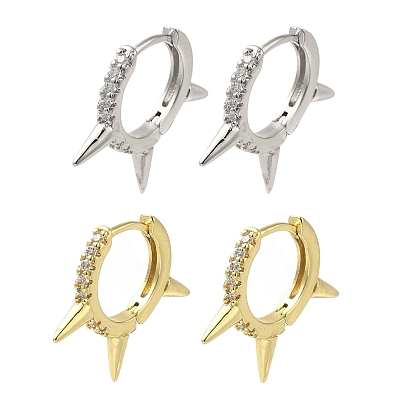 Rack Plating Brass Micro Pave Cubic Zirconia Hoop Earrings, Long-Lasting Plated, Lead Free & Cadmium Free